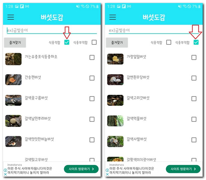 버섯 종류 사진과 이름 찾기 어플로 하는 법