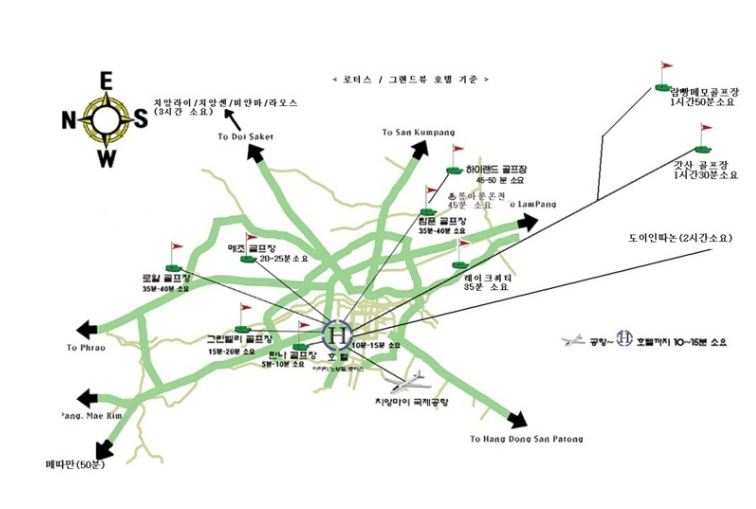 치앙마이 골프장 지도 위치 알아보기(한글판)
